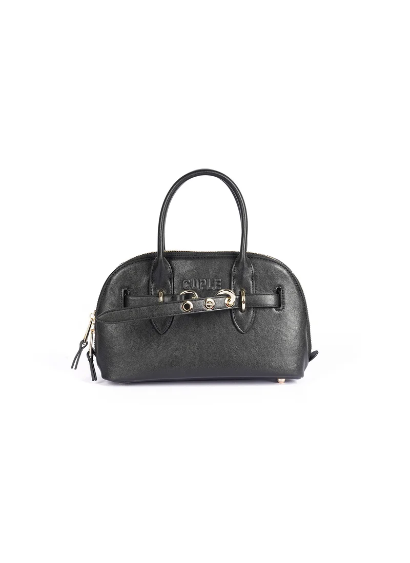 Cuple rounded satchel-style faux leather handbag