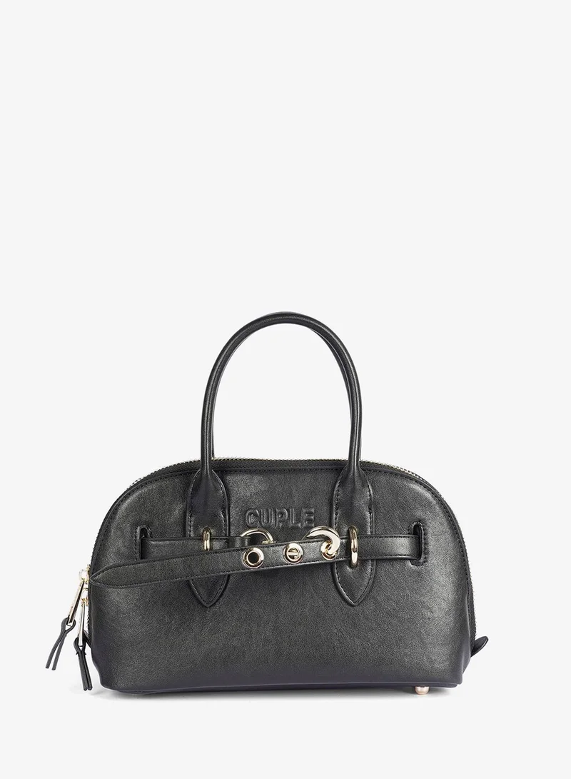 Cuple rounded satchel-style faux leather handbag
