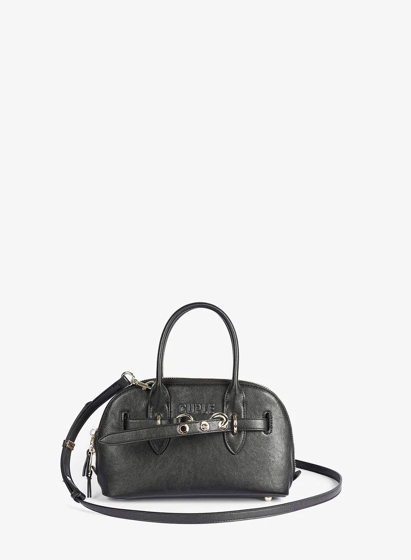 Cuple Black rounded satchel-style faux leather handbag for Women | Best Price UAE