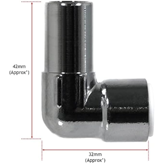 15MM X 10MM PUSHFIT RADIATOR VALVE CHROME REDUCING ELBOW STEM COMPRESSION (PACK OF 4) - Image 3