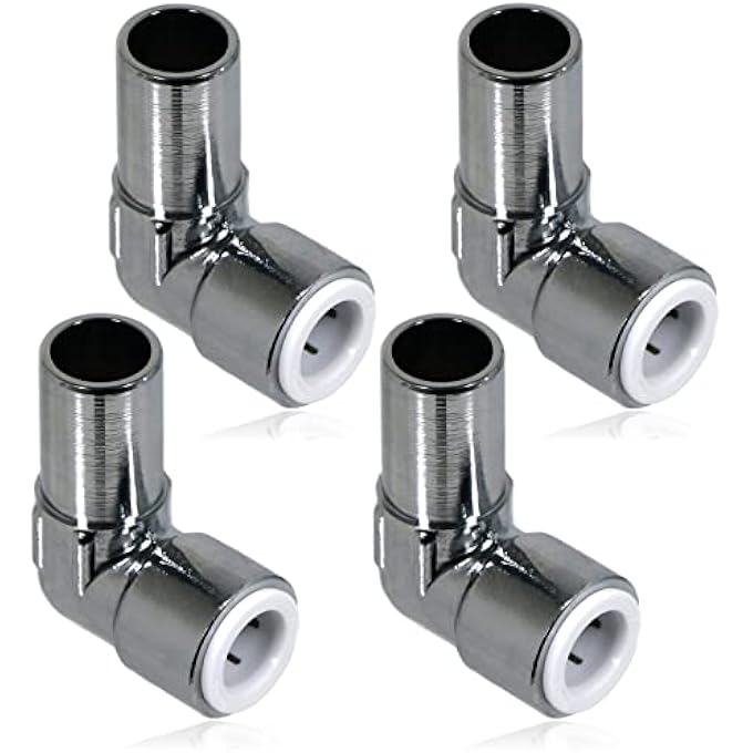 15MM X 10MM PUSHFIT RADIATOR VALVE CHROME REDUCING ELBOW STEM COMPRESSION (PACK OF 4) - Image 2