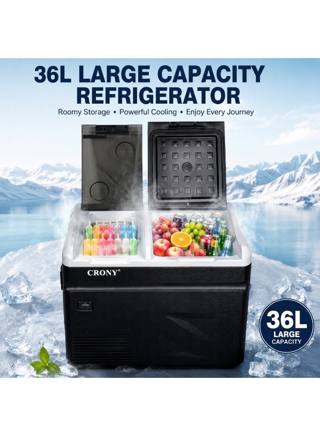 CRONY IC36 36L Home and Car Vehicle Refrigerator With Ice Machine Bottle Opener Cup Holder Car Battery Protection - Image 1