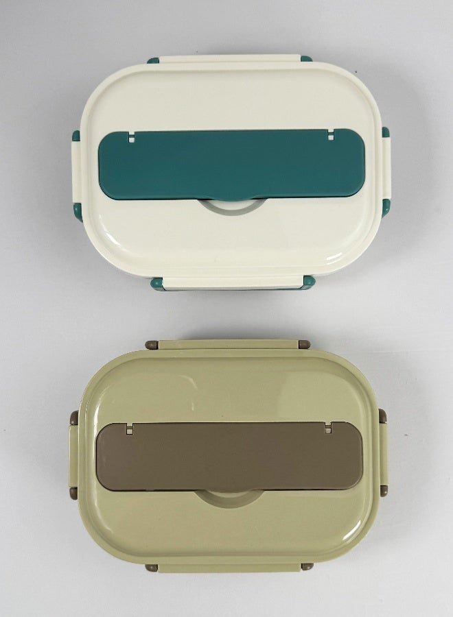 توشيونيكس صندوق غداء من الفولاذ المقاوم للصدأ بثلاث حجرات مع ملعقة فولاذية وتخزين أدوات المائدة - مانع للتسرب، صينية قابلة للإزالة، آمن للاستخدام في الفريزر والميكروويف - خالٍ من مادة BPA - سعة 1.7 لتر - مثالي للمدرسة والمكتب والسفر وصالة الألعاب الرياضية - Image 5