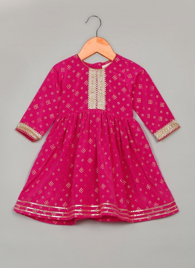 Saka Designs كُرتا أناركالي وردي للفتيات مع بالازوس - Image 4