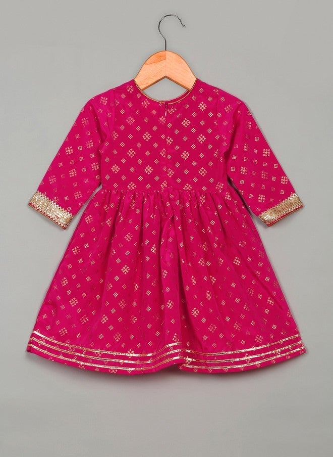 Saka Designs كُرتا أناركالي وردي للفتيات مع بالازوس - Image 5