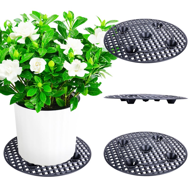 LFUTARI 4PCS Plant Level Pot Elevator Plant Stands 12inch Plant Pot Saucer for Prevent Rot and Damage on Patio Deck 30cm4pcs Black - Image 2