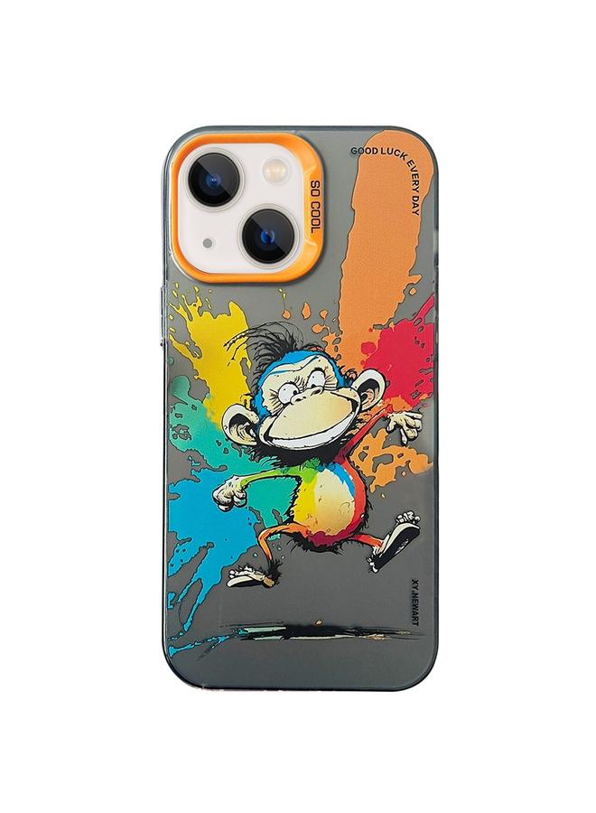 S-TOP Case For iPhone 15 Plus Double Layer Color Silver Series Animal Oil Painting Phone Case - Image 1