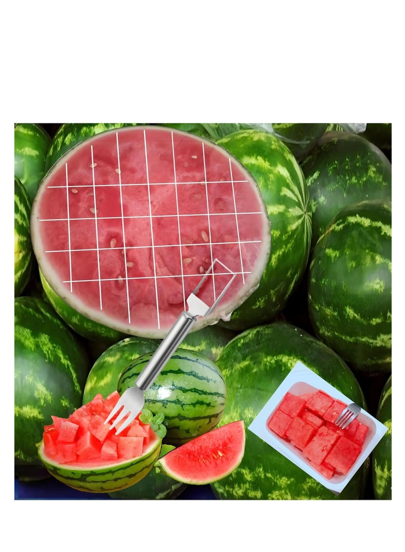 Watermelon Cutter 2Pcs, 2-in-1 Stainless Steel Fruit Cutter, 2025 New Upgrade Dual Head Watermelon Fork Slicer Tool, Summer Fruit Cutting Home Kitchen Gadgets - Image 2