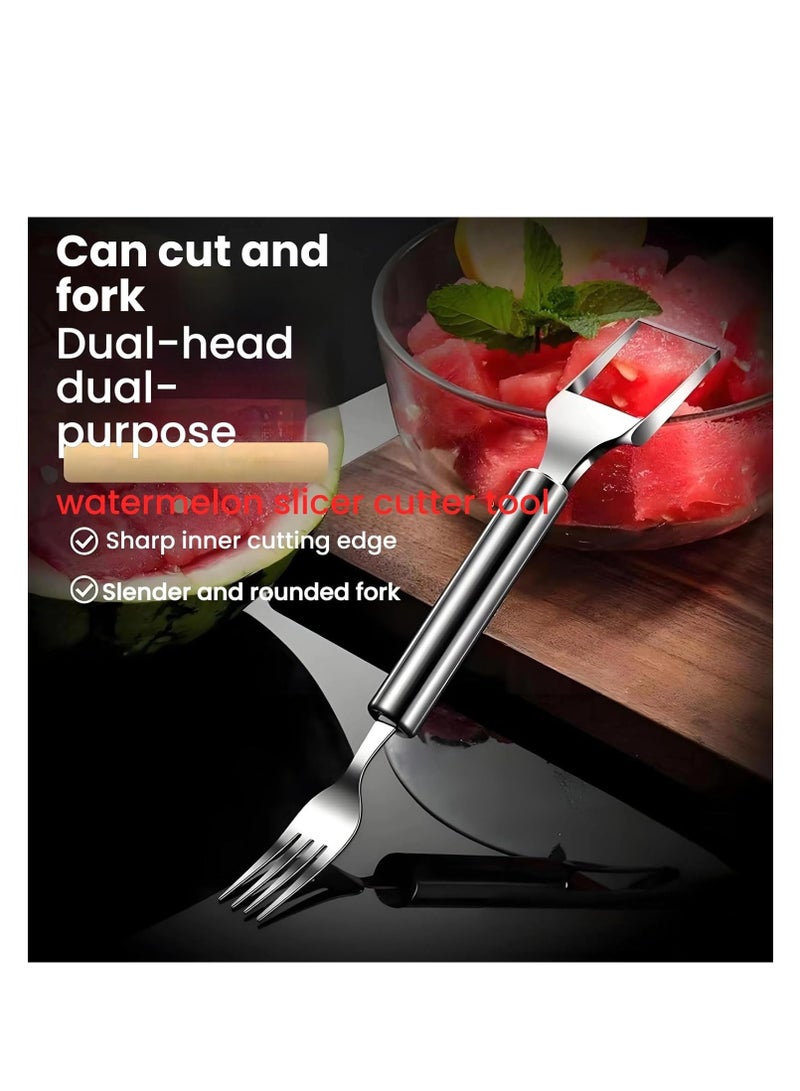 Watermelon Cutter 2Pcs, 2-in-1 Stainless Steel Fruit Cutter, 2025 New Upgrade Dual Head Watermelon Fork Slicer Tool, Summer Fruit Cutting Home Kitchen Gadgets - Image 5