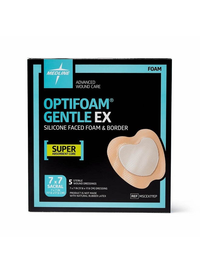 Medline Medline Optifoam Gentle EX Bordered Foam Adhesive Dressing, 7" x 7" Sacral (5 Count) - Image 1