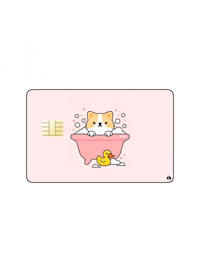 RKN PRINTED BANK CARD STICKER Cute Puppy Drawing In Bathtube - Image 1