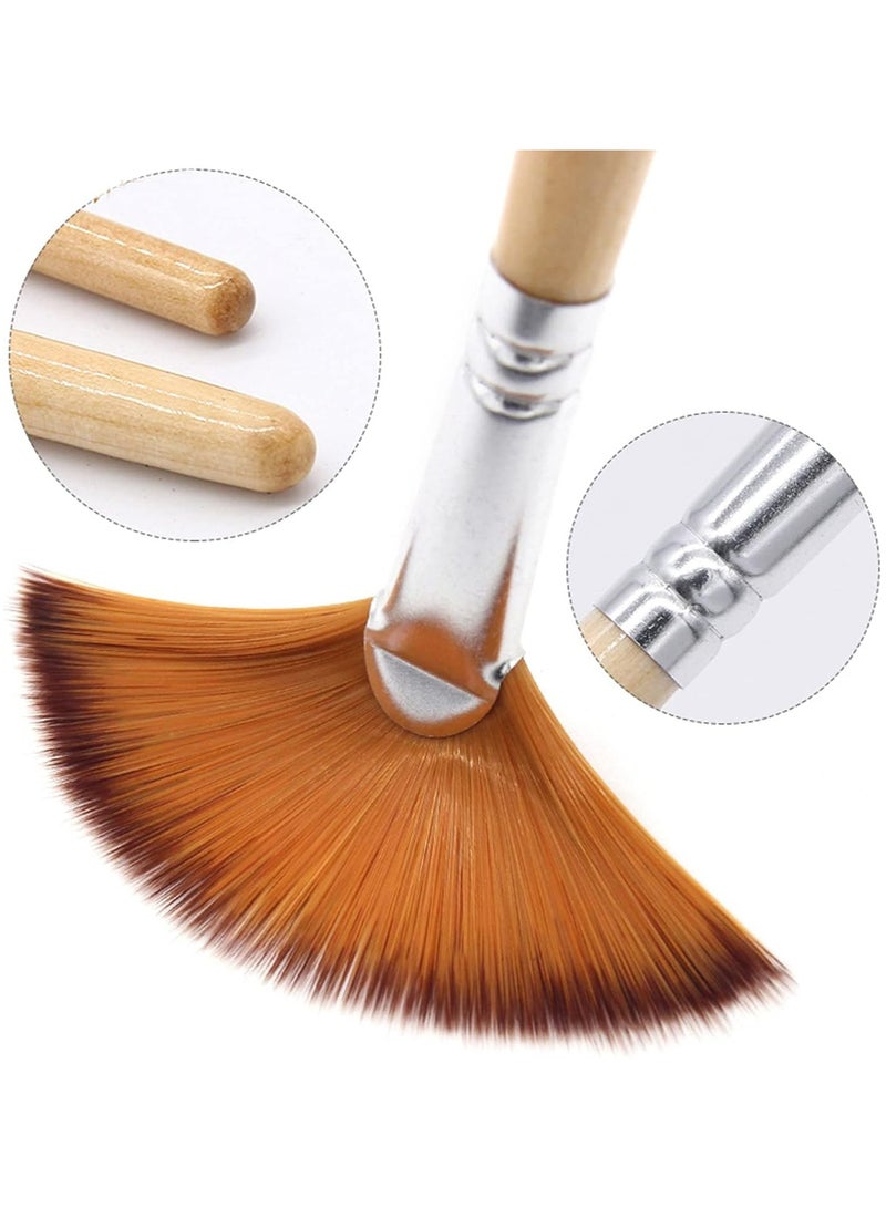 Oasisgalore 5pcs Artist Fan Brush Set - Soft Anti-Shedding Brushes for Oil, Acrylic, and Watercolour Painting  - Image 4