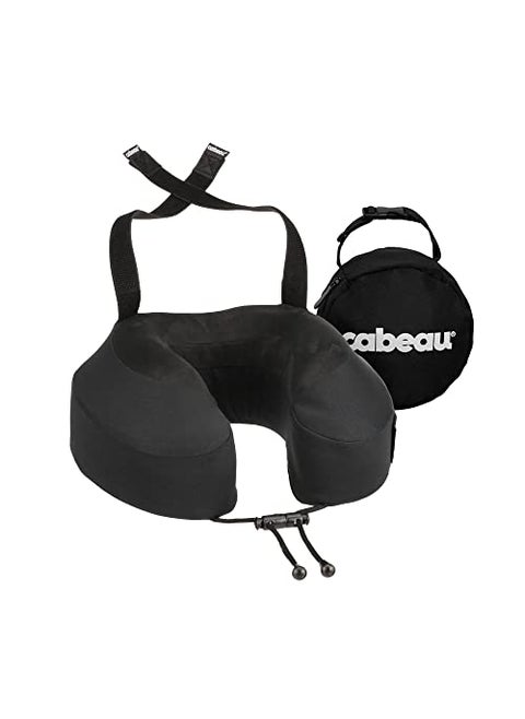 Cabeau Airplane Travel Pillow for Long Flights  Evolution S3  Supportive Memory Foam with Seat Straps to Secure Your Head and Neck and Provides 360 Support Jet Black