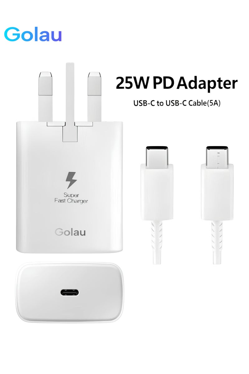 Golau 25W PD Fast Charger with 2M USB-C Cable | Type-C Wall Charger for Galaxy S22/S21/S20/S10/S9/S8 & Other USB-C Devices - Image 1