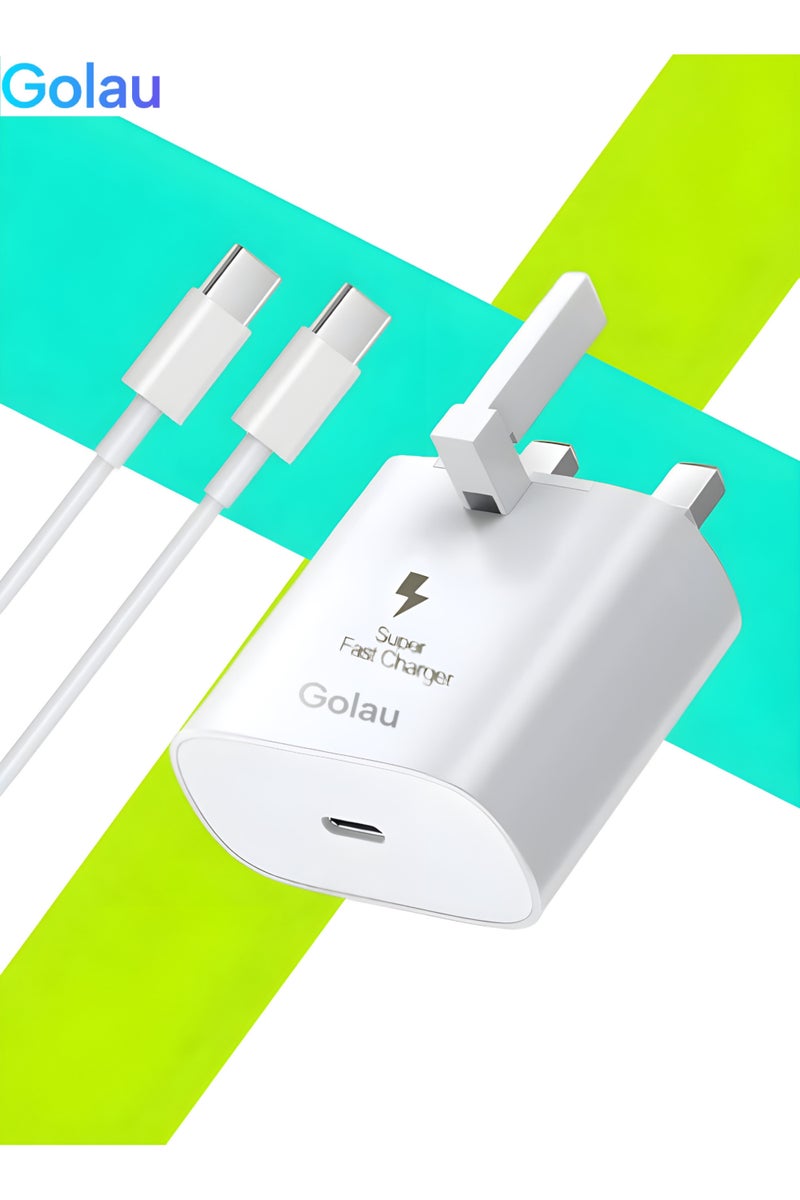 Golau 25W PD Fast Charger with 2M USB-C Cable | Type-C Wall Charger for Galaxy S22/S21/S20/S10/S9/S8 & Other USB-C Devices - Image 3