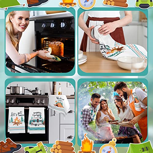 Boyiee Set of 6 Camping Kitchen Towels White Absorbent Dishcloth Bonfire Tent Car Tea Towels 24 x 16 Inches with Funny Sayings Novelty Gifts for Campers Happy Camper Camping Accessories for Rv Campers - Image 4