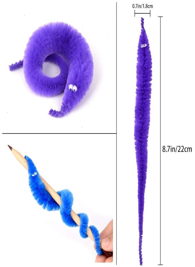 Comonc 100 Pcs Magic Twisty Worm Wiggly Twisty Fuzzy Worms on a String Magic Worm Toys for Party Supplies,Random Colors - Image 2