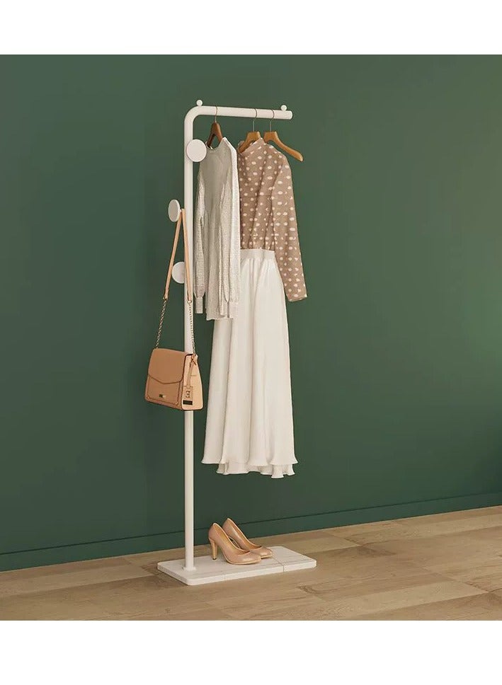 Loquat Metal Coat Rack White Coat Rack Freestanding with 3 Hooks and Marble Base Floor-standing Coat Stand Floor Hanger 170CM - Image 1