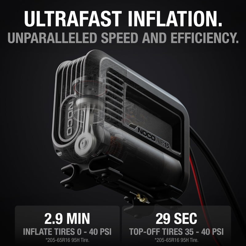 NOCO AIR15: UltraFast 15A Tire Inflator - 12V Portable Air Compressor Pump â€“ 44 SLPM Airflow Inflates 0â€“40 PSI in 2.9 Minutes â€“ Digital Gauge + Auto-Shutoff - Image 3