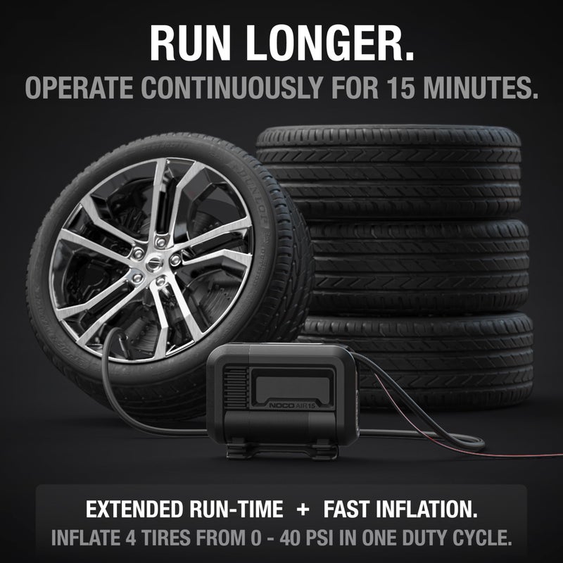 NOCO AIR15: UltraFast 15A Tire Inflator - 12V Portable Air Compressor Pump â€“ 44 SLPM Airflow Inflates 0â€“40 PSI in 2.9 Minutes â€“ Digital Gauge + Auto-Shutoff - Image 4
