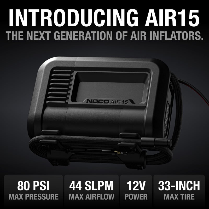 NOCO AIR15: UltraFast 15A Tire Inflator - 12V Portable Air Compressor Pump â€“ 44 SLPM Airflow Inflates 0â€“40 PSI in 2.9 Minutes â€“ Digital Gauge + Auto-Shutoff - Image 2