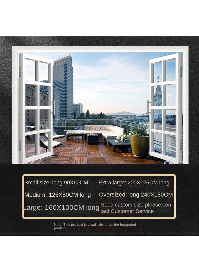 Bluejw Fake Window Self-adhesive 3D Wall Stickers Living Room Decorative Painting Bedroom Landscape Nature Waterproof Wall Stickers Wallpaper - Image 1