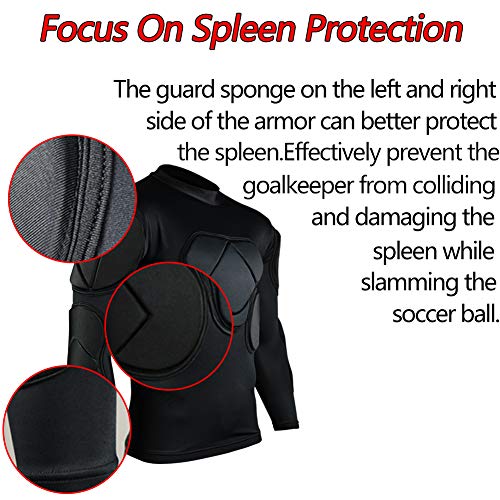 Shinestone Adult Men's Goalkeeper Armor BodyShield Padded Compression Long Sleeves Shirt with Sponge Protector for Football Baseball(Shirt-01,Large) - Image 3