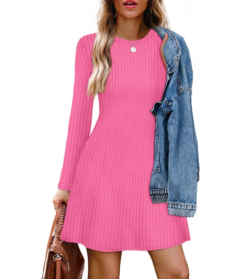 OFEEFAN Pink Mini Dress Flowy Wedding Guest Dresses for Women XL - Image 4