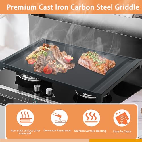 Zemibi Upgraded WB31X24738 Griddle Replacement for GE Gas Stove, WB31X24998 Cast Iron Center Pan for Gas Range Parts Stove Top Pan Griddle Cooktop, 19.5" x 9.5" - Image 3
