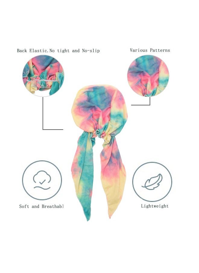 ZLYC Chemo Headwear Pre Tied Head Scarf Headwraps Lightweight Turban Beanie Cap for Women (Tie Dyed Colorful)  - Image 5