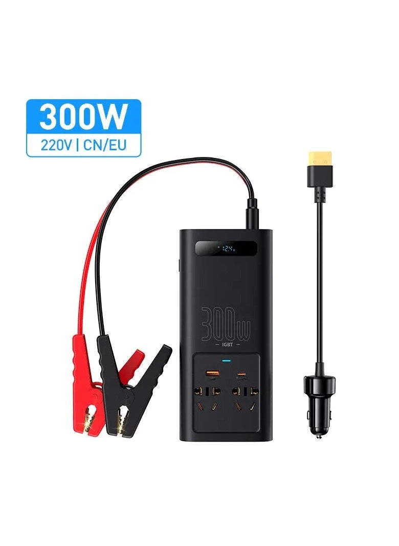 Generic Car Inverter 300W DC 12V To AC 220V Type-C USB Fast Charging Pure Sine Wave EU Socket For Outdoor Emergency Electricity  - Image 2