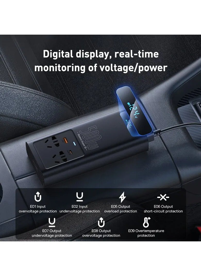 Generic Car Inverter 300W DC 12V To AC 220V Type-C USB Fast Charging Pure Sine Wave EU Socket For Outdoor Emergency Electricity  - Image 4