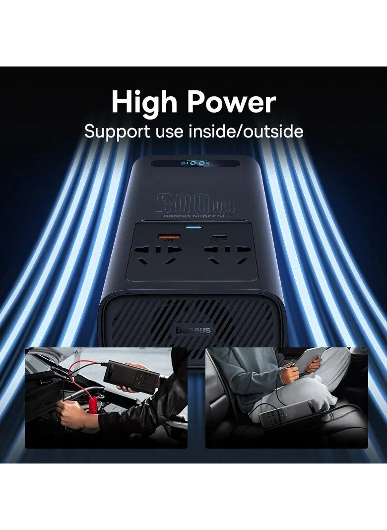 Generic Car Inverter 300W DC 12V To AC 220V Type-C USB Fast Charging Pure Sine Wave EU Socket For Outdoor Emergency Electricity  - Image 5