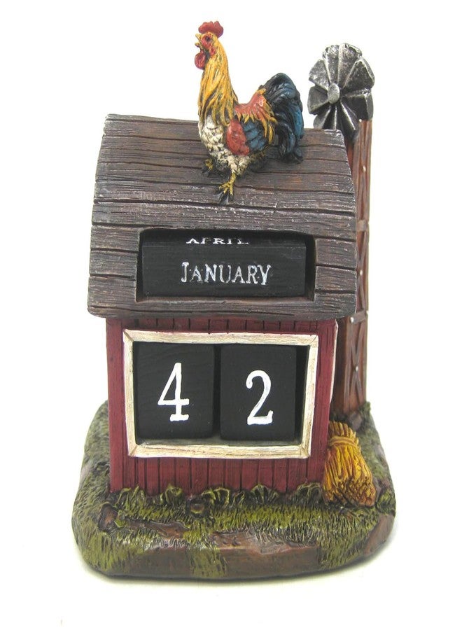 AUSTUFF Perpetual Block Calendar for Desk, Rural Style Chicken Coop Farmhouse Decorations Desk Calendar for Home Office Decor, Reusable Yearly, Ideal Gift for Friends Family - Image 1