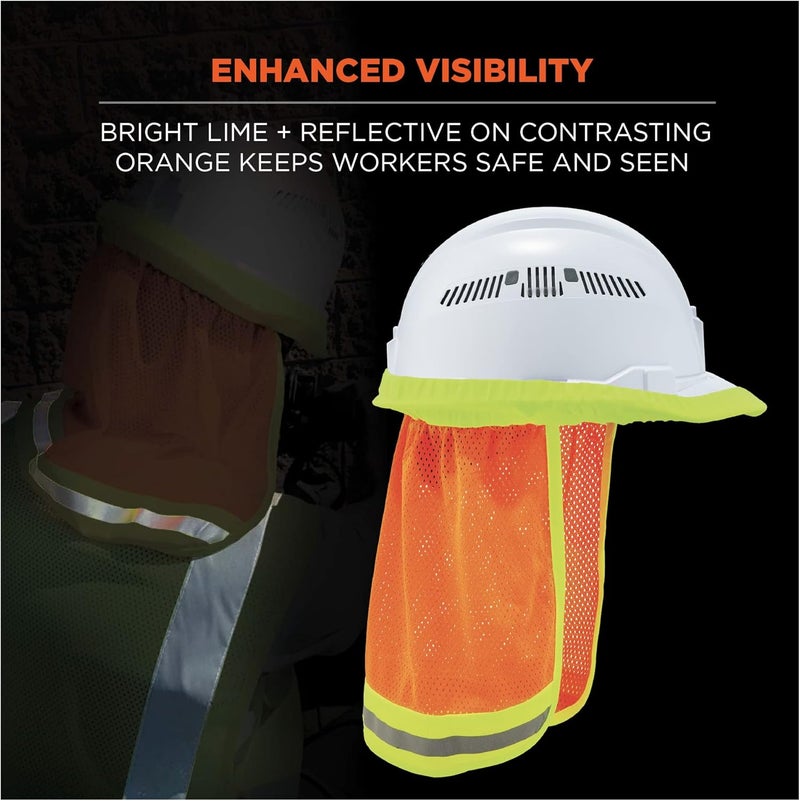 Ergodyne GloWear 8005 High Visibility Reflective Mesh Hard Hat Neck Shade Orange - Image 3