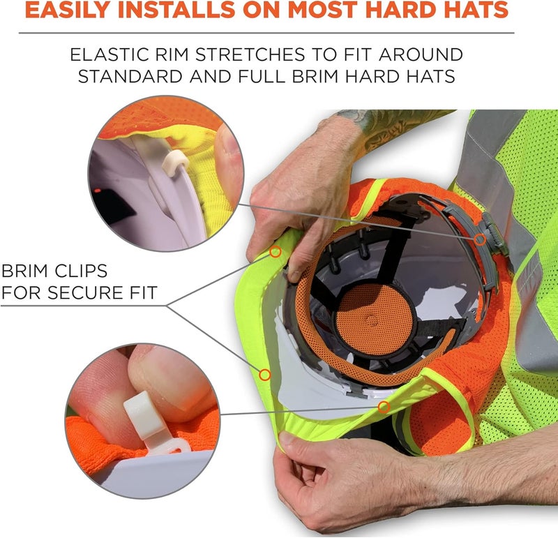 Ergodyne GloWear 8005 High Visibility Reflective Mesh Hard Hat Neck Shade Orange - Image 5
