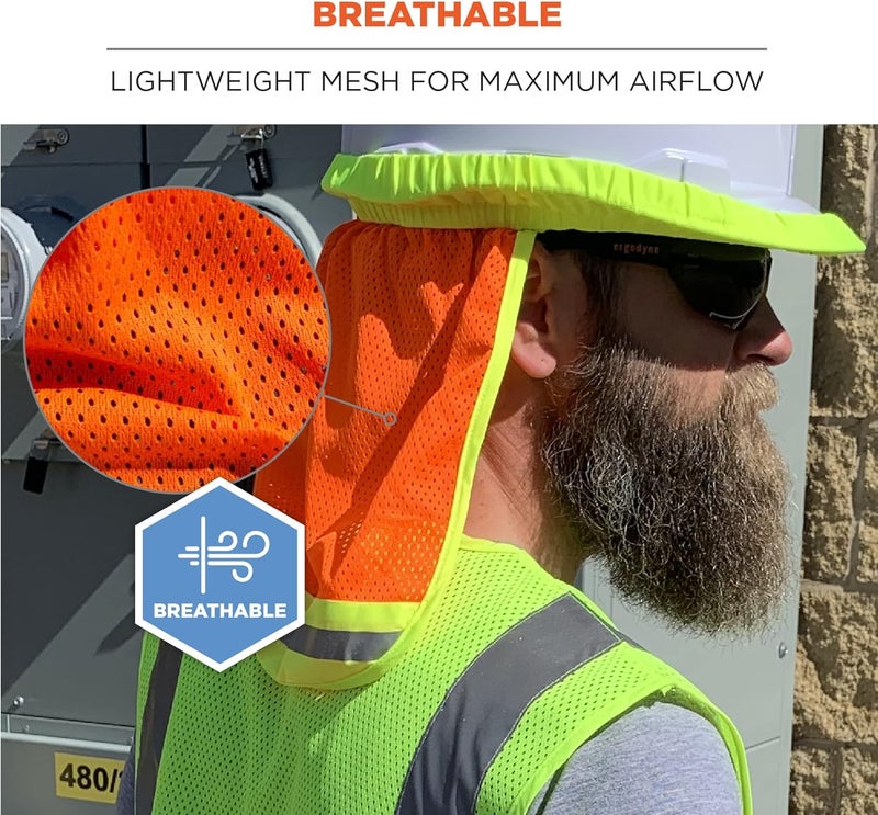 Ergodyne GloWear 8005 High Visibility Reflective Mesh Hard Hat Neck Shade Orange - Image 4