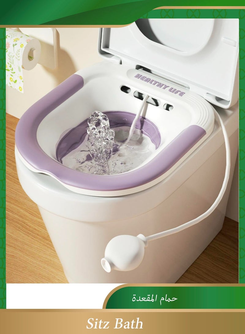 Anmi Portable Sitz Bath with Sprayer for Postpartum & Hemorrhoid Care – Wide & Deep Basin, Travel Bidet for Adults & Kids, Women's Health Care - Image 1