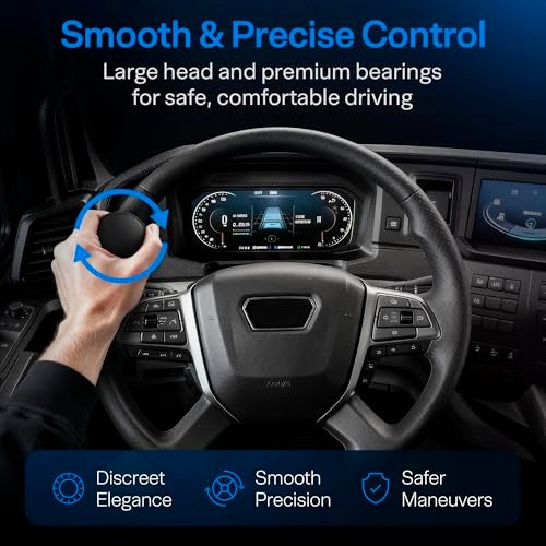 TopLife Steering Wheel Knob XL – Stealth Black Edition, Heavy Duty No-Logo Spinner for Large Wheels (1.42"–1.73"), Smooth Bearings, Comfortable Grip for Trucks, Vans, Pickups, SUVs, Tractors, & Forklifts - Image 2