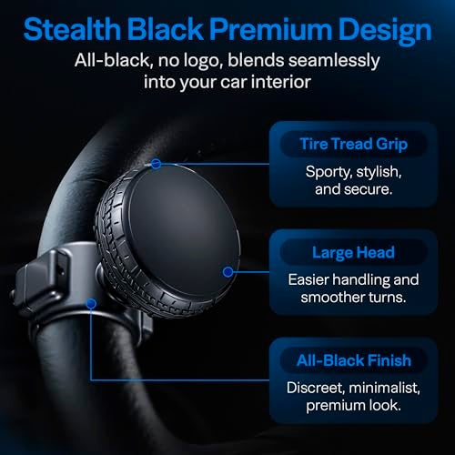 TopLife Steering Wheel Knob XL – Stealth Black Edition, Heavy Duty No-Logo Spinner for Large Wheels (1.42"–1.73"), Smooth Bearings, Comfortable Grip for Trucks, Vans, Pickups, SUVs, Tractors, & Forklifts - Image 4