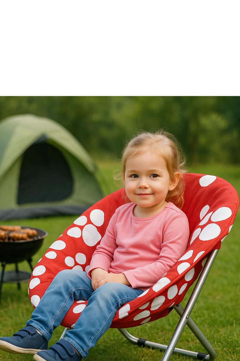 GO2CAMPS Kids Moon Camping Chair with Soft Cloth Cushion Padding – Lightweight, Foldable, and Comfortable Toddler Chair for Indoor & Outdoor Use – Sturdy Metal Frame with Safety Lock, Travel-Friendly Design - Image 2