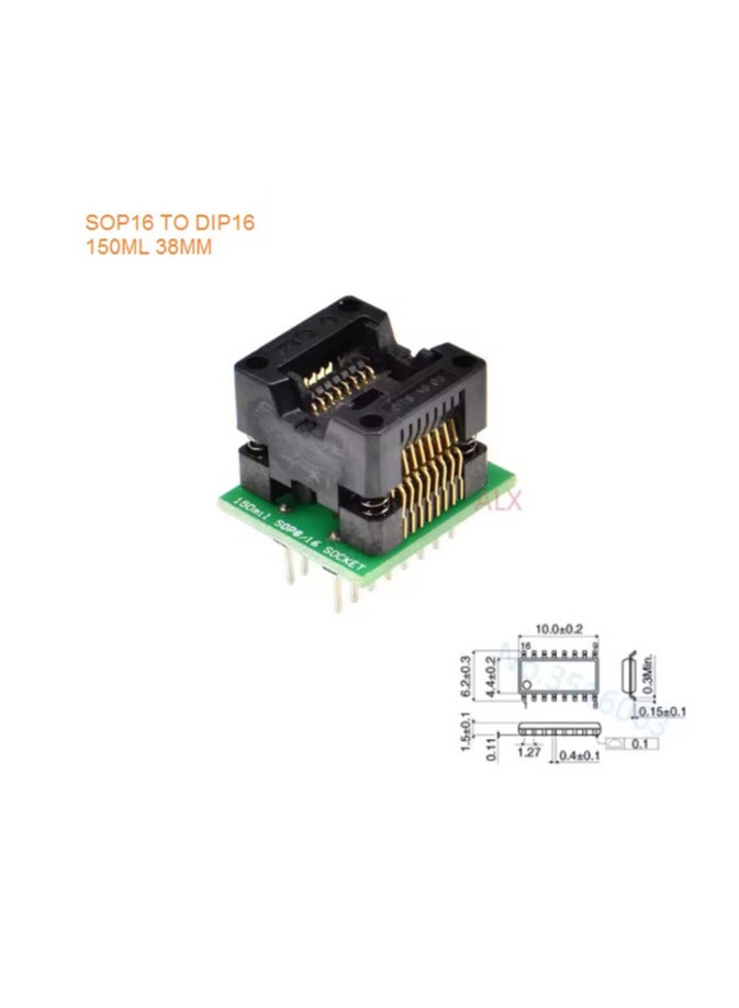 إس بي أي SOIC16 SOIC 16 SOP16 إلى DIP16 مبرمج محول المقبس الجسم عرض 3.8 مللي متر 150MIL IC المقبس محول اختبار رقاقة - Image 1