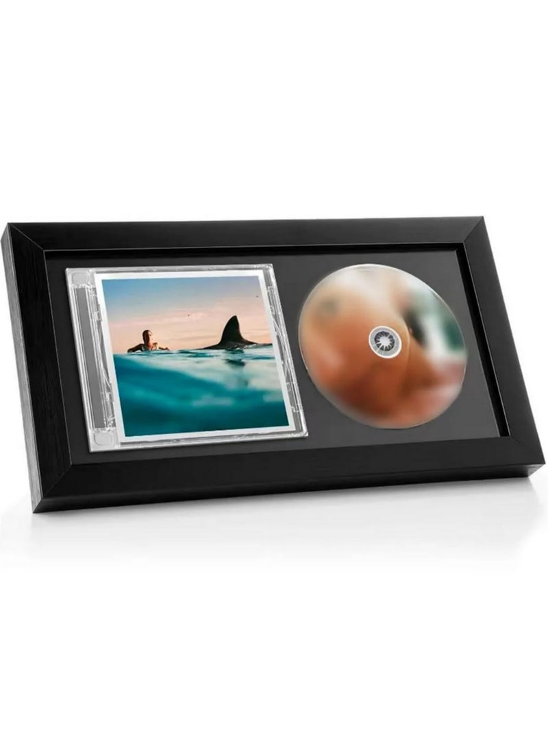 1pcs Handmade Solid Wood CD Music Album Cover Decorative Picture Frame With MDF Backing And Wall Hangers For Weddings Birthdays Ancient Stylish Home DIY Decor For Album Covers Display - Image 1