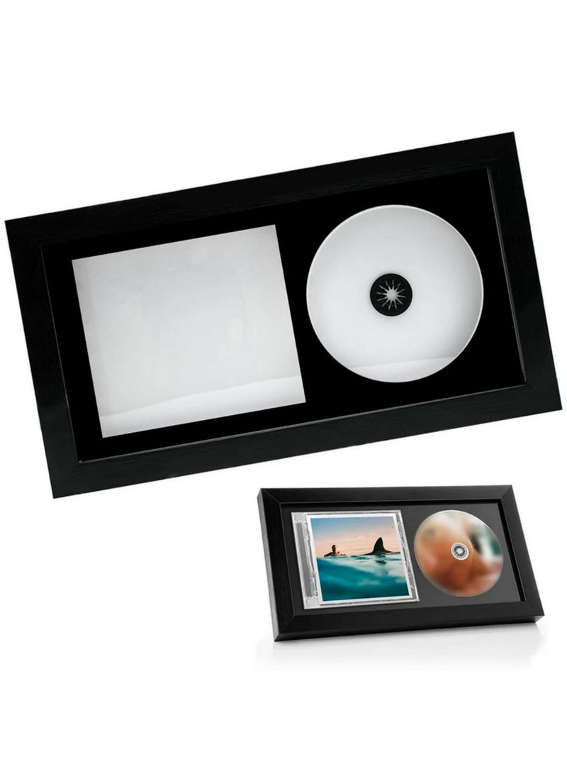1pcs Handmade Solid Wood CD Music Album Cover Decorative Picture Frame With MDF Backing And Wall Hangers For Weddings Birthdays Ancient Stylish Home DIY Decor For Album Covers Display - Image 2