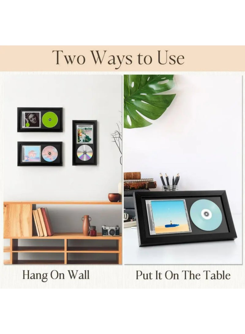 1pcs Handmade Solid Wood CD Music Album Cover Decorative Picture Frame With MDF Backing And Wall Hangers For Weddings Birthdays Ancient Stylish Home DIY Decor For Album Covers Display - Image 4