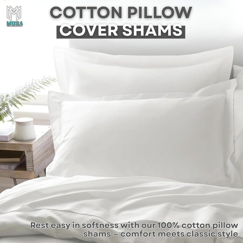 MUSA MUSA® Cotton Pillow Cover Shams - Washable Pillowcases for Sofa Cushions, Bedrooms & Dorm Decor | Hotel Quality Pillow Covers with Envelope Closure & 5cm Side Frame (4, White, 50 x 80cm) - Image 3