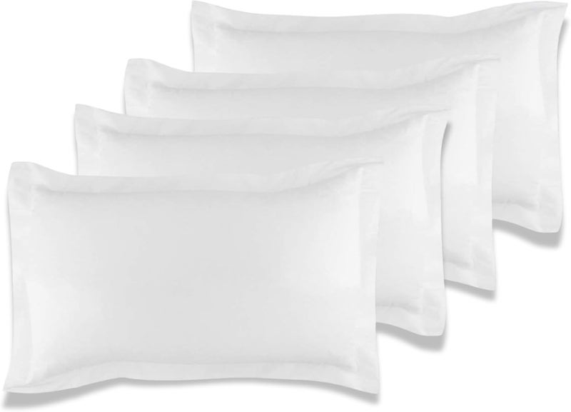 MUSA MUSA® Cotton Pillow Cover Shams - Washable Pillowcases for Sofa Cushions, Bedrooms & Dorm Decor | Hotel Quality Pillow Covers with Envelope Closure & 5cm Side Frame (4, White, 50 x 80cm) - Image 1