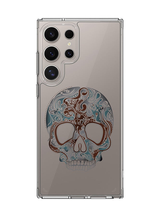Stylizedd Classic Clear Case for Samsung Galaxy S25 Ultra , Hybrid Soft Case Flexible Edges Anti Drop TPU PC Gel Thin Transparent Cover - Skully Tattoo - Image 1