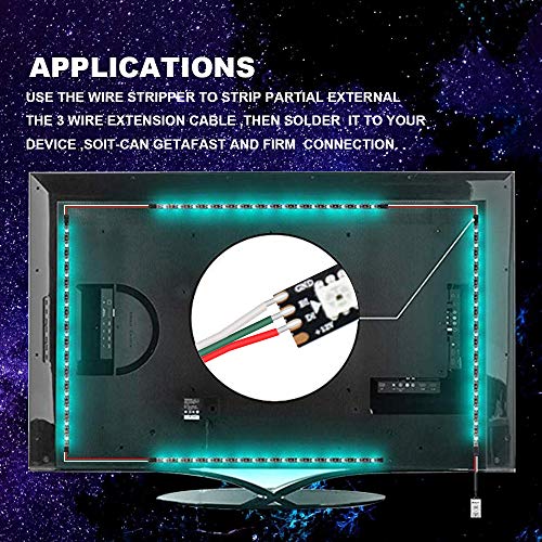 CARLITS 22AWG 65.6ft 3 Conductor Extension Cable Wire Cord Line 20m Stranded Tinned Copper 22 Gauge 3Pin Color Wire 12V 24V DC for WS2812b WS2811 Dream Color Led Strip Lights - Image 2