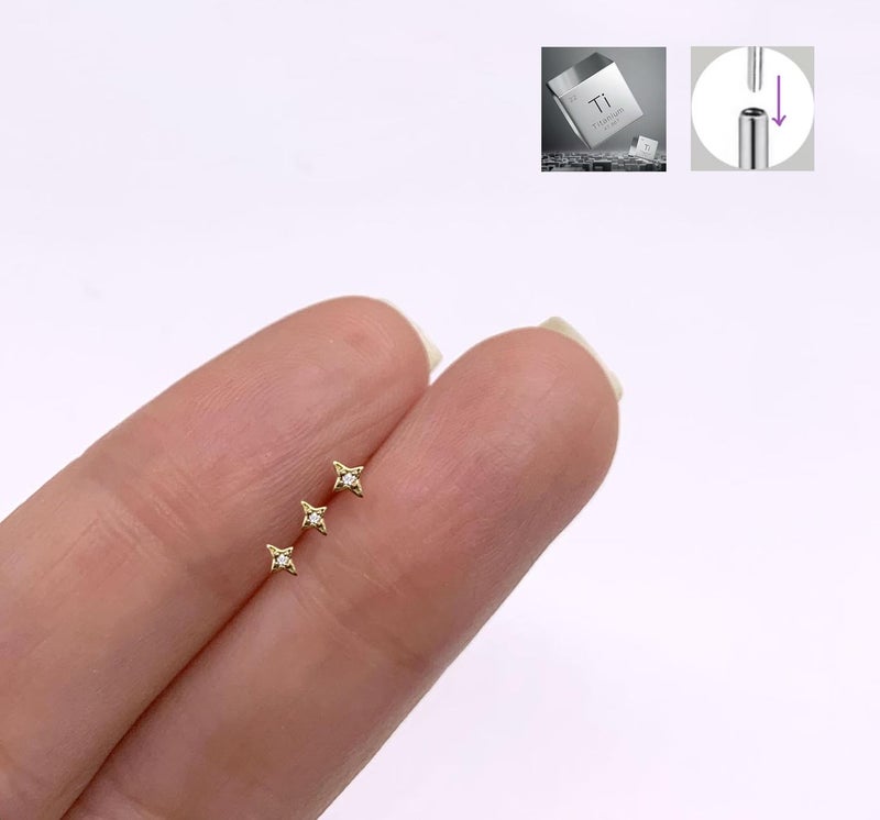NONTAI Threadless 20G Flat Back Earrings Nose Stud Titanium Earring Carrtilage Tragus Piercing Jewelry - Image 4